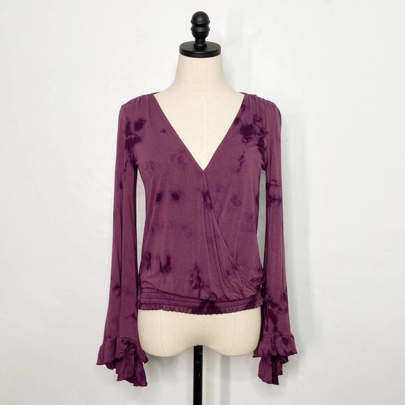 American Eagle Outfitters Tops - American Eagle Outfitters Soft & Sexy Tie Dye Ruffle Top Maroon Boho Size XS